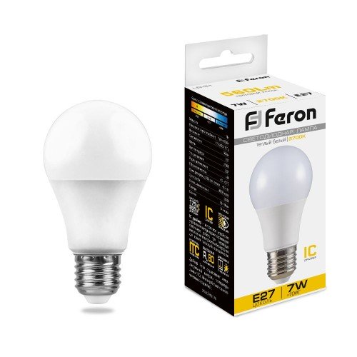 Лампа светодиодная Feron LB-91 Шар E27 7W 2700K 10 штук