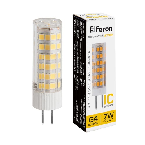 Лампа светодиодная Feron LB-433 G4 7W 2700K 10 штук