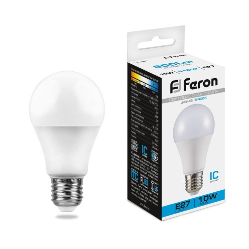 Лампа светодиодная Feron LB-92 Шар E27 10W 6400K 10 штук