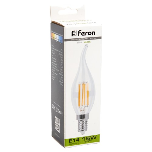 Лампа светодиодная Feron LB-718 Свеча на ветру E14 15W 4000K 10 штук