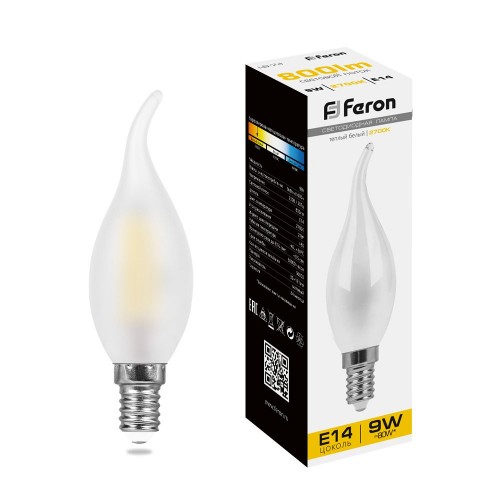 Лампа светодиодная Feron LB-74 Свеча на ветру E14 9W 2700K 10 штук