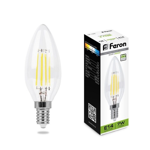 Лампа светодиодная диммируемая Feron LB-166 Свеча E14 7W 4000K 10 штук