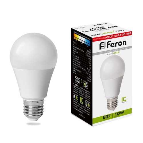 Лампа светодиодная низковольтная Feron LB-192 Шар E27 10W 4000K 10 штук