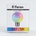 Лампа светодиодная Feron LB-37 Шарик матовый E27 1W RGB быстрая смена цвета 10 штук