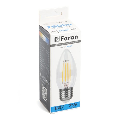 Лампа светодиодная Feron LB-66 Свеча E27 7W 6400K 10 штук