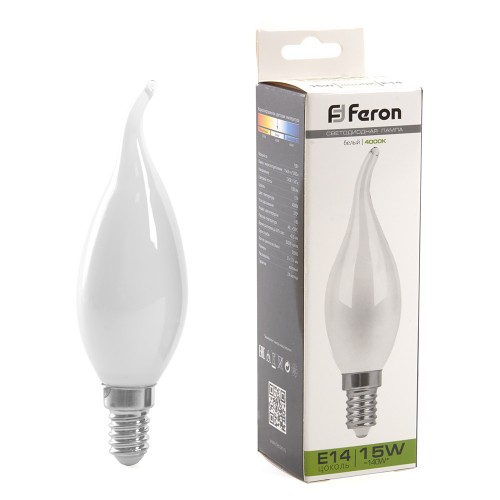 Лампа светодиодная Feron LB-718 Свеча на ветру E14 15W 4000K 10 штук