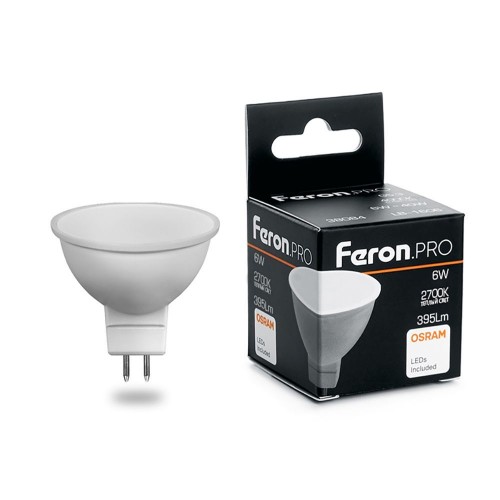 Лампа светодиодная FeronPRO LB-1606 MR16 G5.3 6W 2700K 10 штук