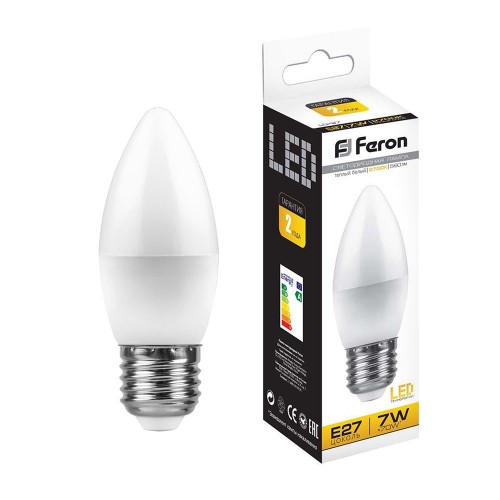 Лампа светодиодная Feron LB-97 Свеча E27 7W 2700K 10 штук