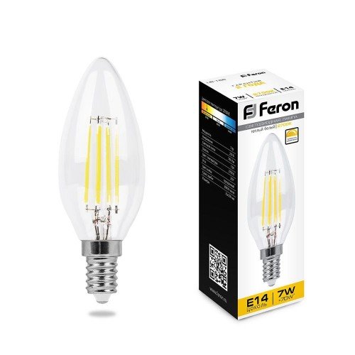 Лампа светодиодная диммируемая Feron LB-166 Свеча E14 7W 2700K 10 штук