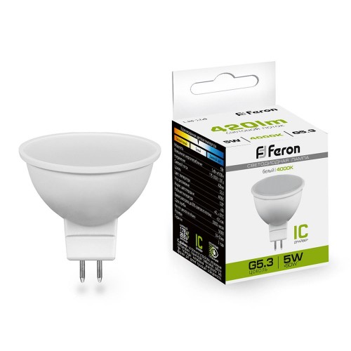 Лампа светодиодная Feron LB-24 MR16 G5.3 5W 4000K 10 штук