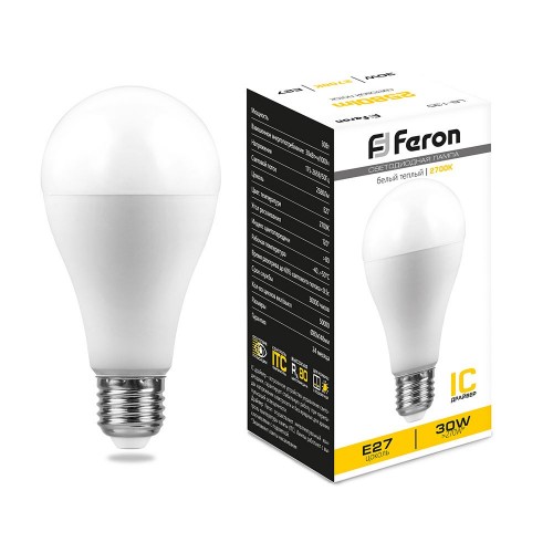 Лампа светодиодная Feron LB-130 Шар E27 30W 2700K 10 штук