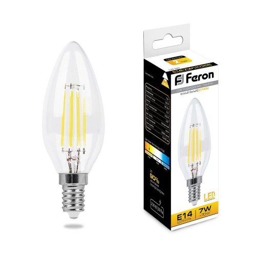 Лампа светодиодная Feron LB-66 Свеча E14 7W 2700K 10 штук