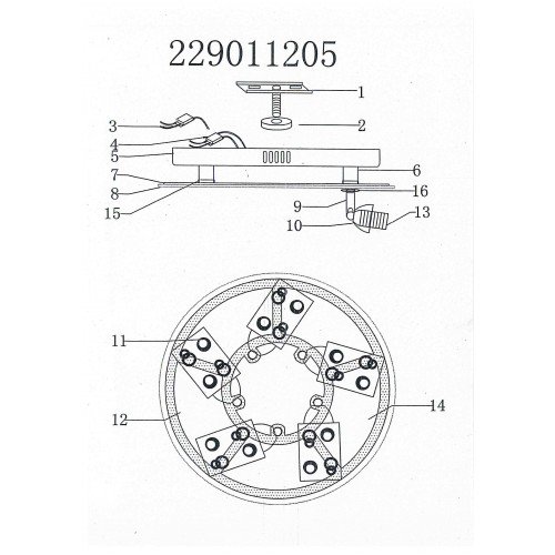 229011205 Ультра 5*60W E14 LED 220 V люстра (пульт)