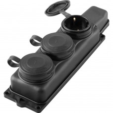 Розетка переносная 3-местная c/з STEKKER, RST16-23-44 (РП 16-334), штепсельная 250В, 16А, IP44, черный 32739 Розетка переносная 3-местная c/з STEKKER, RST16-23-44 (РП 16-334), штепсельная 250В, 16А, IP44, черный 32739