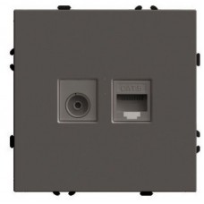 Розетка TV + компьютерная RJ-45 (механизм), STEKKER, серия Эмили, RST00-5106-09, антрацит, soft touch 49924 Розетка TV + компьютерная RJ-45 (механизм), STEKKER, серия Эмили, RST00-5106-09, антрацит, soft touch 49924