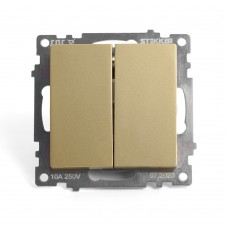 Выключатель 2-клавишный (механизм) STEKKER, GLS10-7104-08, 250В,10А, серия Катрин, золото 49216 Выключатель 2-клавишный (механизм) STEKKER, GLS10-7104-08, 250В,10А, серия Катрин, золото 49216