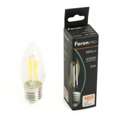 Лампа светодиодная FeronPRO LB-1206 Свеча E27 980LM 6W 175-265V 4000K 51239 Лампа светодиодная FeronPRO LB-1206 Свеча E27 980LM 6W 175-265V 4000K 51239