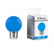 Лампа светодиодная Feron LB-37 Шарик E27 1W 230V Синий 25118 Лампа светодиодная Feron LB-37 Шарик E27 1W 230V Синий 25118