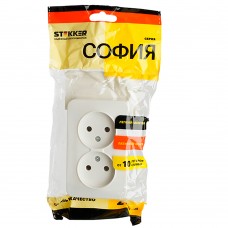 Розетка 2-местная б/з открытой установки, STEKKER, 250В, 10А, IP20, серия София, белый, MST10-12-01 49303 Розетка 2-местная б/з открытой установки, STEKKER, 250В, 10А, IP20, серия София, белый, MST10-12-01 49303