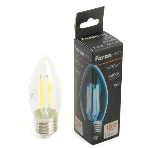 Лампа светодиодная Feron.PRO LB-1208 Свеча E27 1320LM 8W 175-265V 6400K