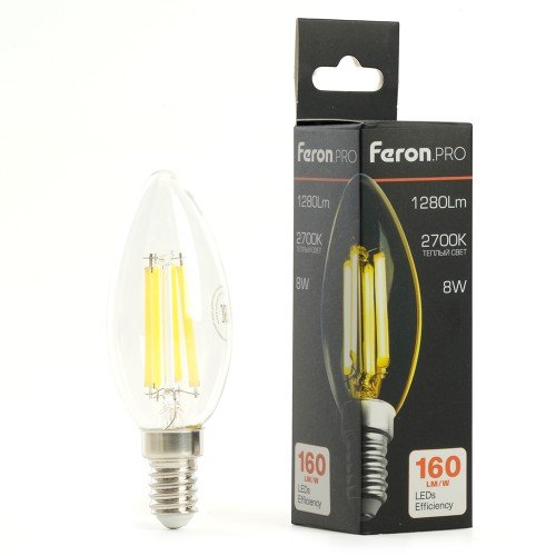 Лампа светодиодная FeronPRO LB-1208 Свеча E14 1280LM 8W 175-265V 2700K