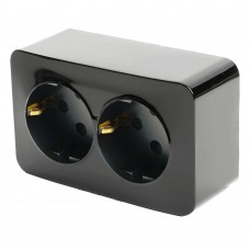 Розетка 2-местная с/з открытой установки, STEKKER, 250В, 16А, IP20, серия София, черный, MST16-12-02 49316 Розетка 2-местная с/з открытой установки, STEKKER, 250В, 16А, IP20, серия София, черный, MST16-12-02 49316