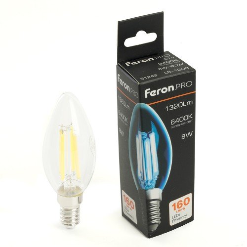 Лампа светодиодная Feron.PRO LB-1208 Свеча E14 1320LM 8W 175-265V 6400K