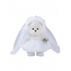 Авторская мягкая игрушка Lina Медведь белый в Платье Невесты  M (±30 см)