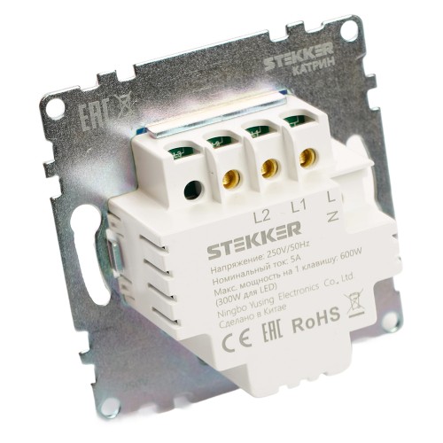 Выключатель диммирующий сенсорный (механизм) 250В, 150W, серия Катрин, белый STEKKER 50276 Выключатель диммирующий сенсорный (механизм) 250В, 150W, серия Катрин, белый STEKKER 50276