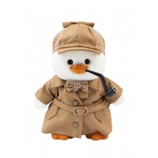 Авторская мягкая игрушка Lina Утенок Шерлок в одежде детектива S (±20 см)  белый