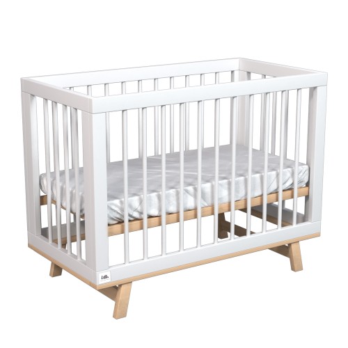 Кроватка для новорожденного Lillaland - модель Lilla Aria (НИК23) белая/дерево Кроватка для новорожденного Lillaland - модель Lilla Aria (НИК23) белая/дерево