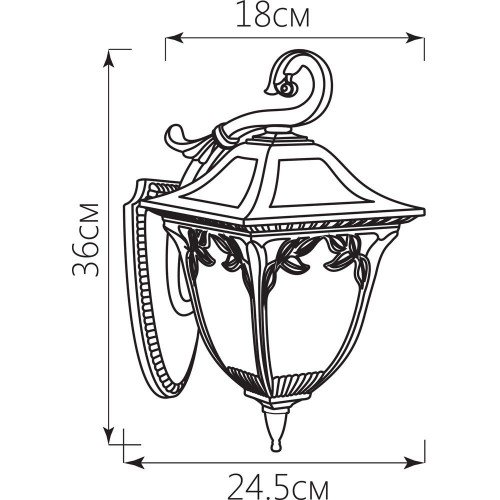 Светильник садово-парковый Feron PL4072 четырехгранный на стену вниз 60W E27 230V, черное золото