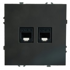 Розетка компьютерная 2-местная RJ-45 (механизм), STEKKER, серия Эмили, RST00-5111-05, черный уголь, soft touch 49848 Розетка компьютерная 2-местная RJ-45 (механизм), STEKKER, серия Эмили, RST00-5111-05, черный уголь, soft touch 49848