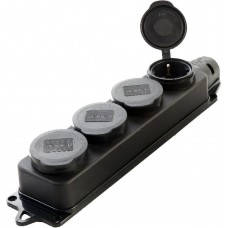 Розетка переносная 4-местная c/з, STEKKER, RST16-24-44, 250В, 16А, IP44, черный 39019 Розетка переносная 4-местная c/з, STEKKER, RST16-24-44, 250В, 16А, IP44, черный 39019