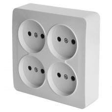 Розетка 4-местная б/з открытой установки , квадрат, STEKKER, 250В, 10А, IP20, серия София, белый, MST10-14S-01 49309 Розетка 4-местная б/з открытой установки , квадрат, STEKKER, 250В, 10А, IP20, серия София, белый, MST10-14S-01 49309