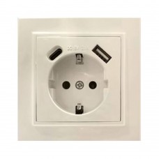 Розетка 1-местная с/з STEKKER, PST16-9016-02, 250В, 16А с USB+ type C, серия Эрна, слоновая кость 50077 Розетка 1-местная с/з STEKKER, PST16-9016-02, 250В, 16А с USB+ type C, серия Эрна, слоновая кость 50077