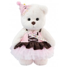 Lina Медведь девочка С днем рождения (длинная шерсть) L (±38 см) белый цвет Lina Медведь девочка С днем рождения (длинная шерсть) L (±38 см) белый цвет