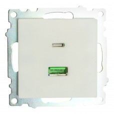 Розетка USB 2-местная + type C (механизм), STEKKER GLS10-7116-01, 250В, 3А, max 20W, серия Катрин, белый 50051 Розетка USB 2-местная + type C (механизм), STEKKER GLS10-7116-01, 250В, 3А, max 20W, серия Катрин, белый 50051