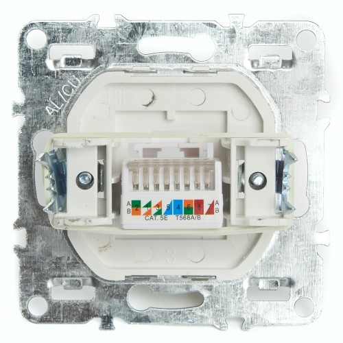 Розетка компьютерная 1-местная RJ-45 (механизм), STEKKER PST00-9107-03, серия Эрна, черный