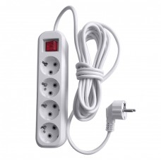 Удлинитель четырехместный с/з с выключателем STEKKER HM03-41-02 3x0,75, 2м, серия Home (У10А-003), белый 39523 Удлинитель четырехместный с/з с выключателем STEKKER HM03-41-02 3x0,75, 2м, серия Home (У10А-003), белый 39523