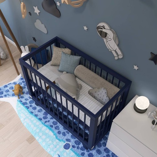 Кроватка для новорожденного Lillaland - модель Lilla Aria Night Blue+ Матрас DreamTex 120х60 см