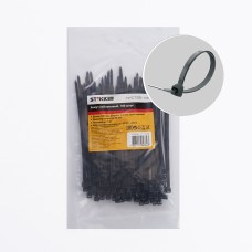 Хомут нейлоновый STEKKER NYCT25-100 2,5x100 мм, d пучка max 22 мм, нагрузка 8 кг, черный, упаковка 100 шт. 32772