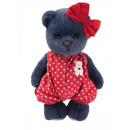 Авторская мягкая игрушка Lina Медведь Моли размер M (±30 см) черничного цвета в костюме Авторская мягкая игрушка Lina Медведь Моли размер M (±30 см) черничного цвета в костюме