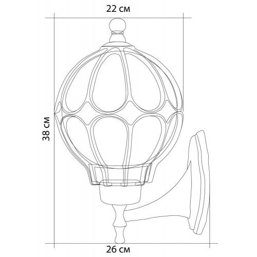 Светильник садово-парковый Feron PL3801  круглый на стену вверх 60W 230V E27, черное золото