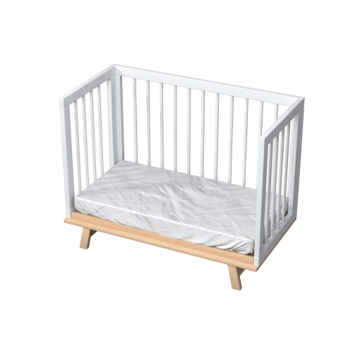 Кроватка для новорожденного Lilla (приставная) - модель Aria белая/дерево