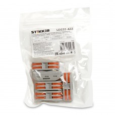 Клемма монтажная д/ подкл. фазн. проводников STEKKER, LD222-422, 2 контактные группы, 1ввод,1вывод на полюс (DIY упак 5 шт) 39486 Клемма монтажная д/ подкл. фазн. проводников STEKKER, LD222-422, 2 контактные группы, 1ввод,1вывод на полюс (DIY упак 5 шт) 39486