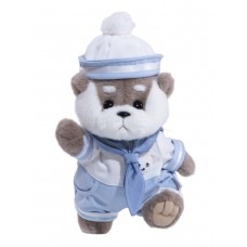 Авторская мягкая игрушка Lina Выдра Оскар серая в костюме размер S (±20 см)