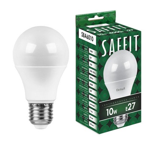 Лампа светодиодная SAFFIT SBA6010 Шар E27 10W 230V 4000K