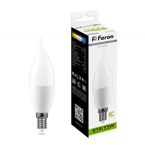 Лампа светодиодная Feron LB-770 Свеча на ветру E14 11W 175-265V 4000K