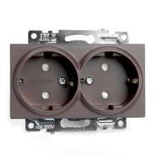 Розетка 2-местная с/з (механизм), STEKKER GLS16-7114-04, 250В, 16А с защитной шторкой, серия Катрин, шоколад 49030 Розетка 2-местная с/з (механизм), STEKKER GLS16-7114-04, 250В, 16А с защитной шторкой, серия Катрин, шоколад 49030